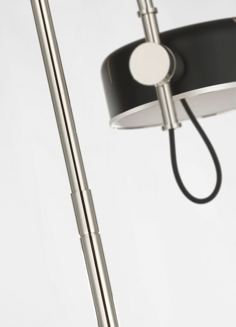 Oso 58" Articulating Reading Floor Lamp | Polished Nickel | Matte Black Shade