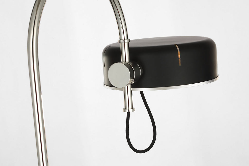 Oso 58" Articulating Reading Floor Lamp | Polished Nickel | Matte Black Shade