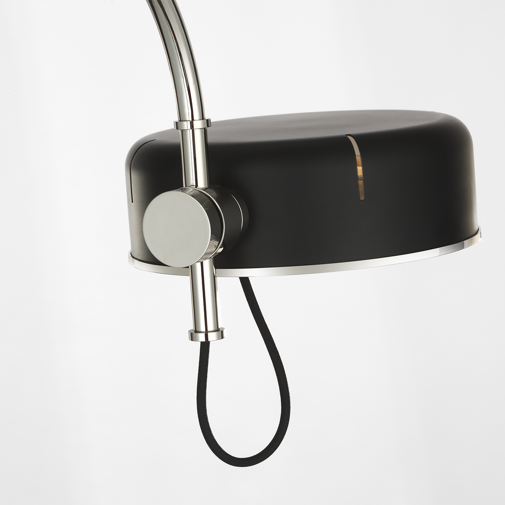 Oso 58" Articulating Reading Floor Lamp | Polished Nickel | Matte Black Shade