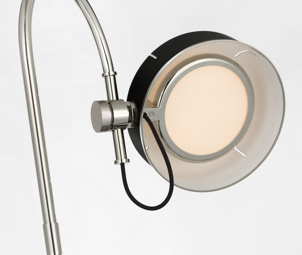 Oso 58" Articulating Reading Floor Lamp | Polished Nickel | Matte Black Shade