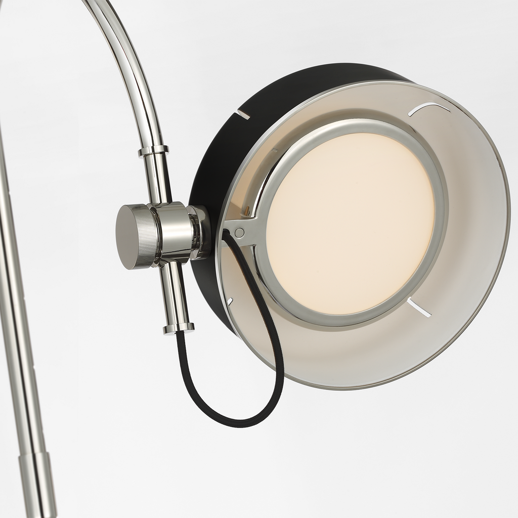 Oso 58" Articulating Reading Floor Lamp | Polished Nickel | Matte Black Shade