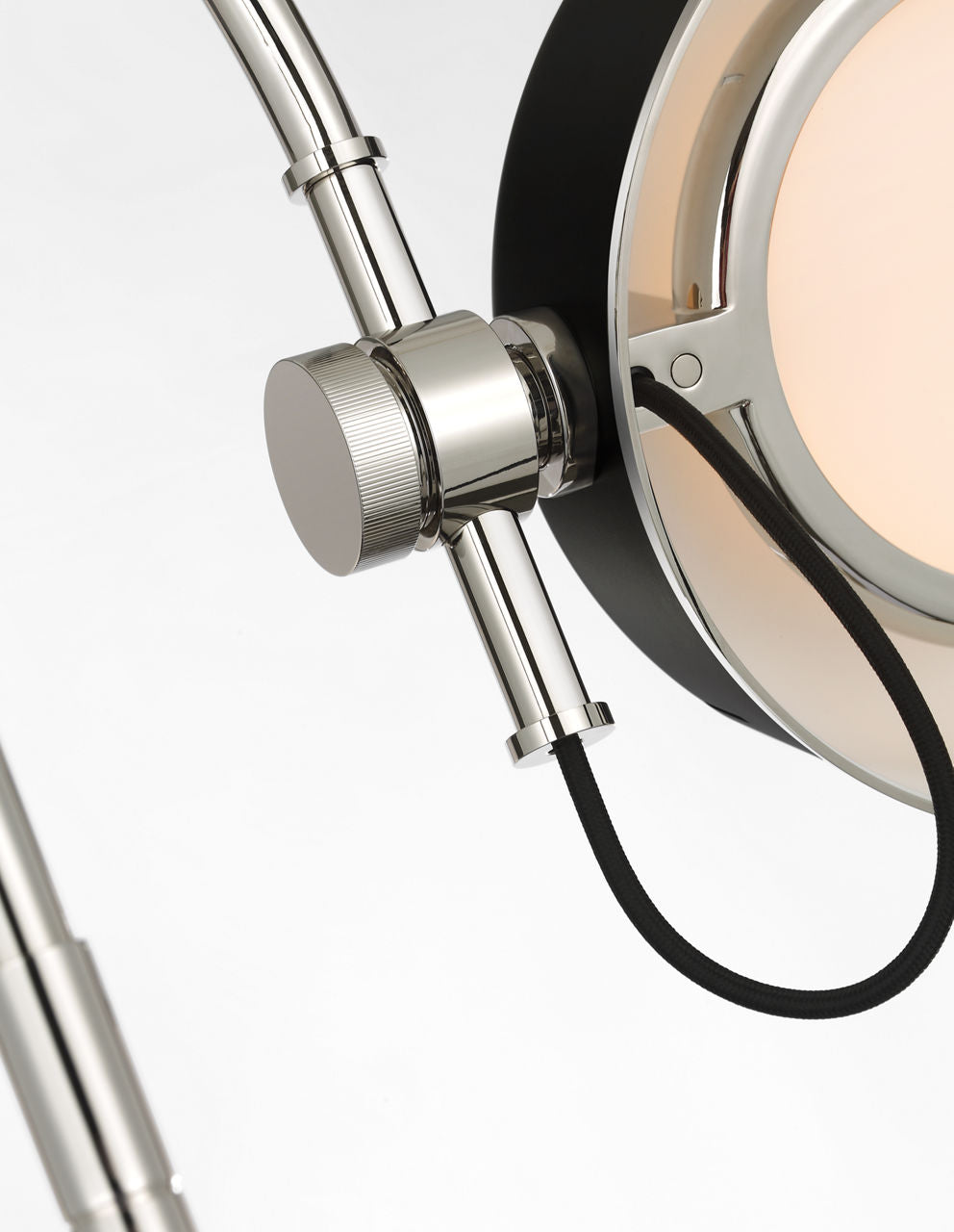 Oso 58" Articulating Reading Floor Lamp | Polished Nickel | Matte Black Shade