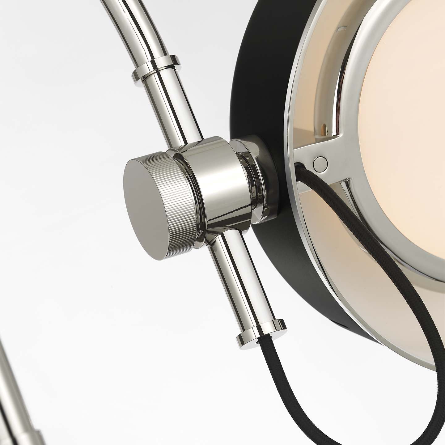 Oso 58" Articulating Reading Floor Lamp | Polished Nickel | Matte Black Shade