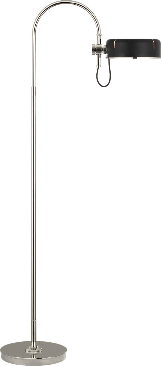 Oso 58" Articulating Reading Floor Lamp | Polished Nickel | Matte Black Shade