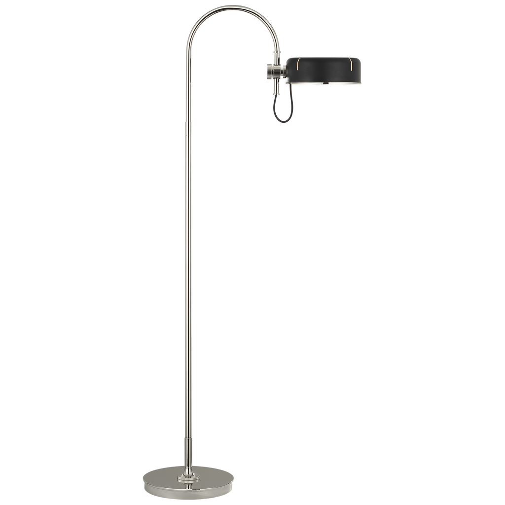 Oso 58" Articulating Reading Floor Lamp | Polished Nickel | Matte Black Shade