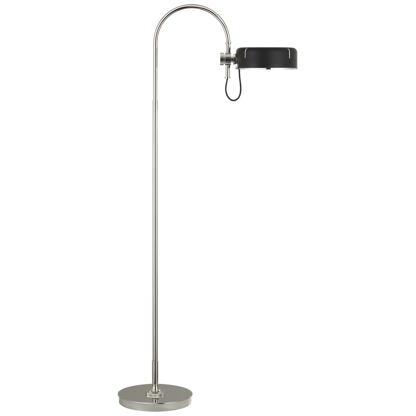 Oso 58" Articulating Reading Floor Lamp | Polished Nickel | Matte Black Shade