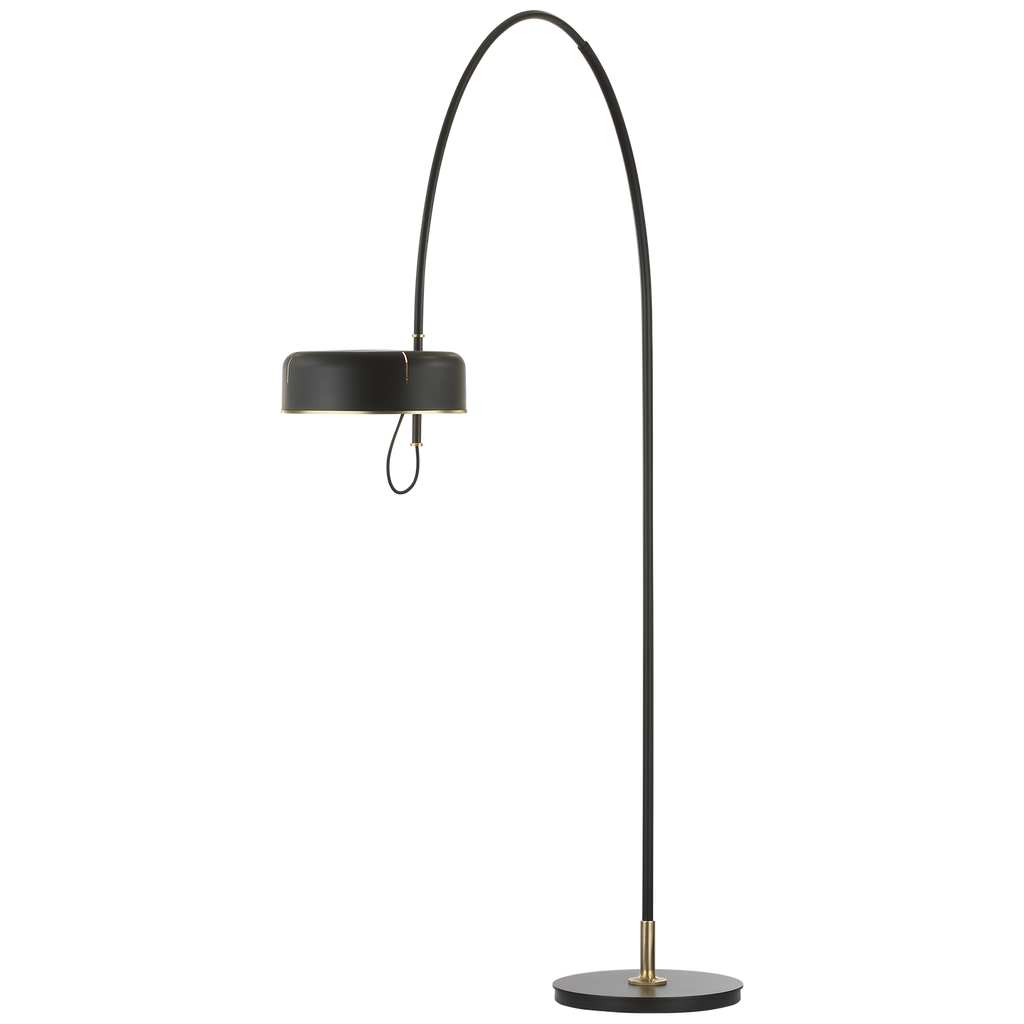Oso 75" Arc Reading Floor Lamp | Modern Iron and Hand-Rubbed Antique Brass | Modern Iron Shade