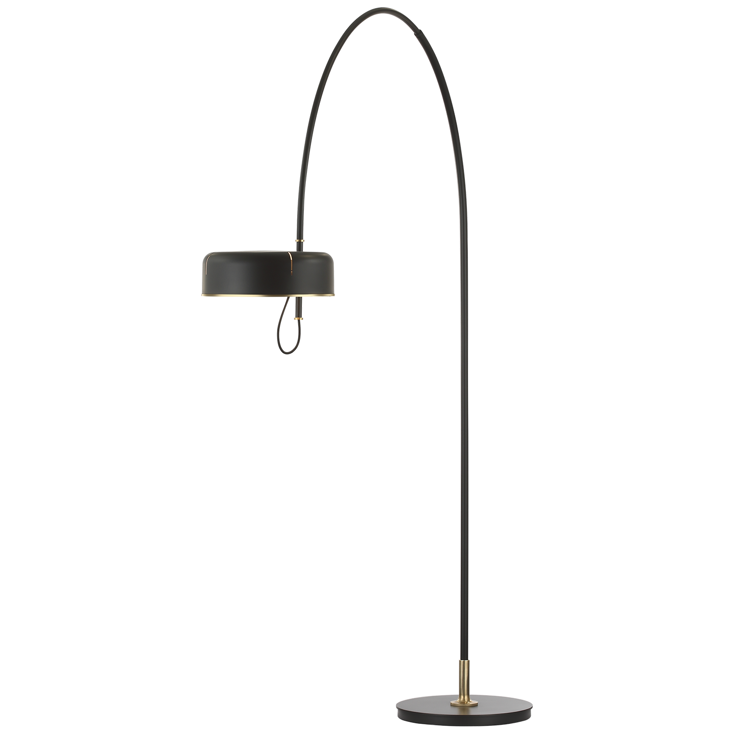 Oso 75" Arc Reading Floor Lamp | Modern Iron and Hand-Rubbed Antique Brass | Modern Iron Shade