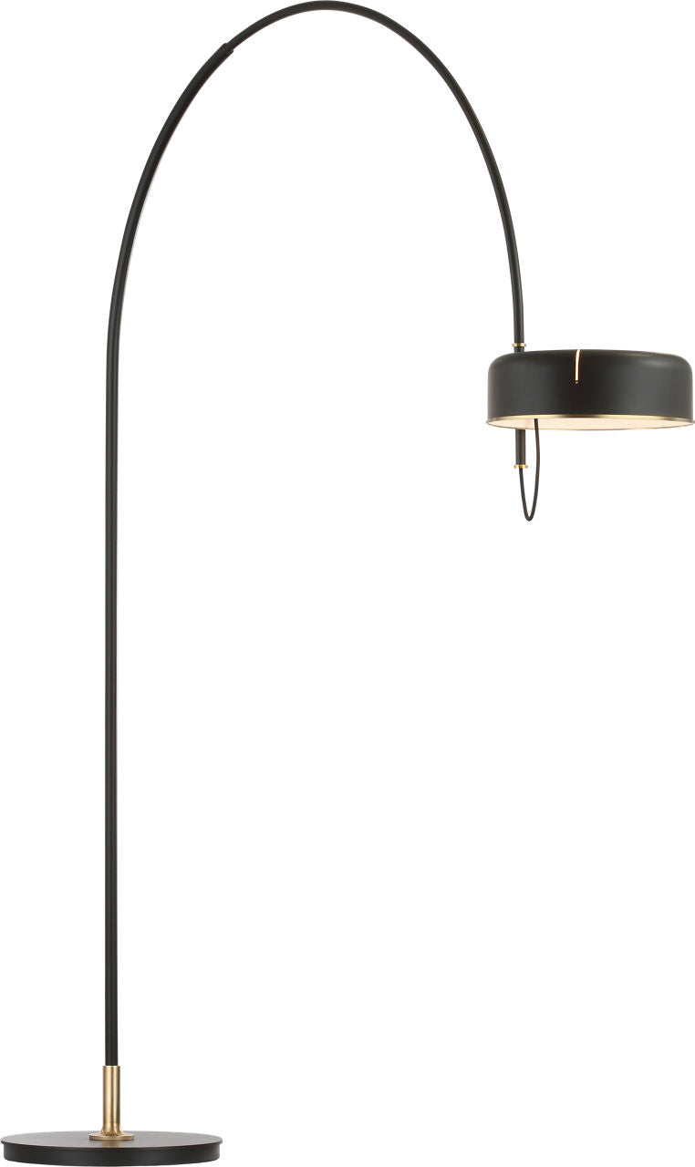 Oso 75" Arc Reading Floor Lamp | Modern Iron and Hand-Rubbed Antique Brass | Modern Iron Shade