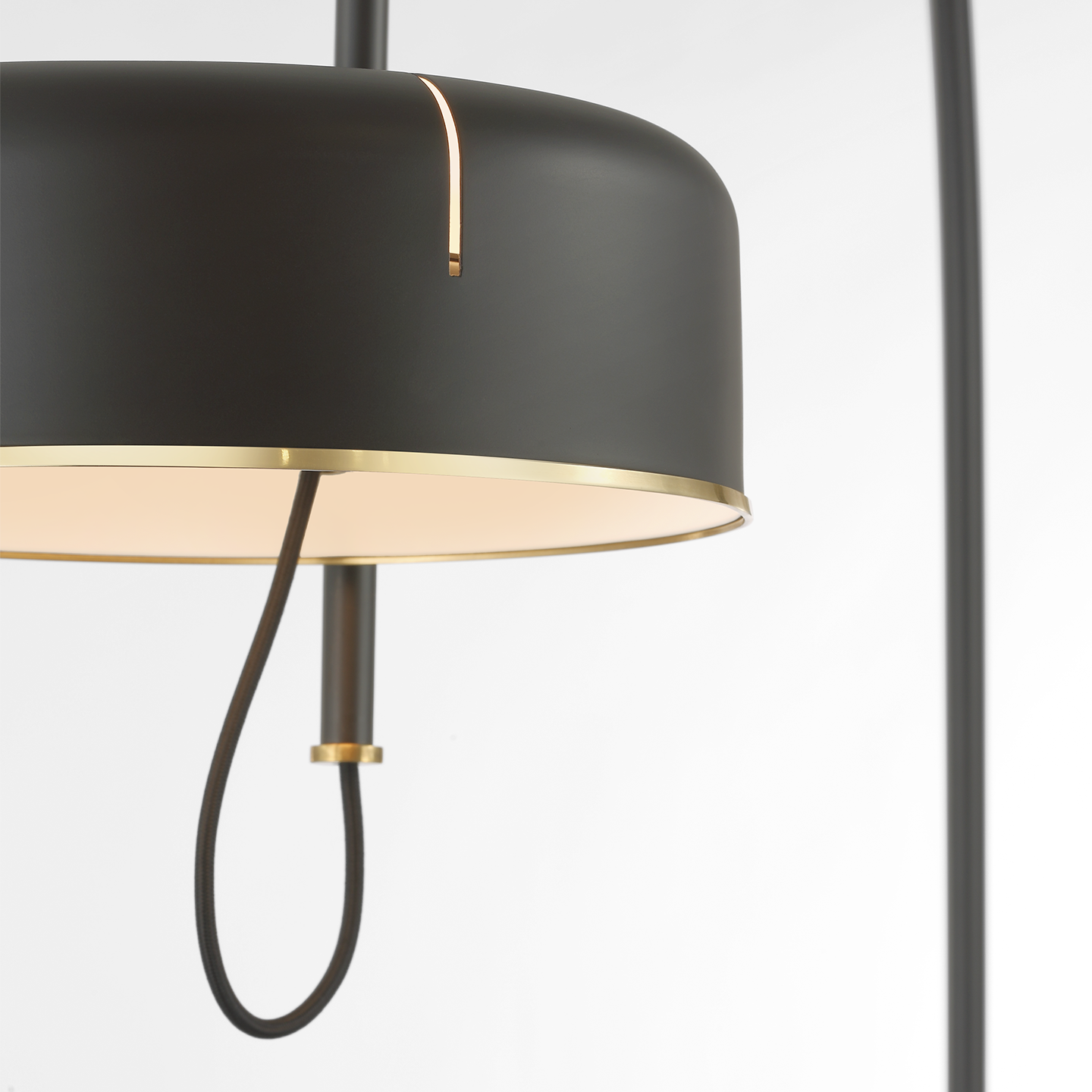 Oso 75" Arc Reading Floor Lamp | Modern Iron and Hand-Rubbed Antique Brass | Modern Iron Shade