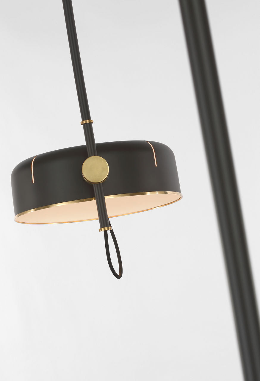 Oso 75" Arc Reading Floor Lamp | Modern Iron and Hand-Rubbed Antique Brass | Modern Iron Shade