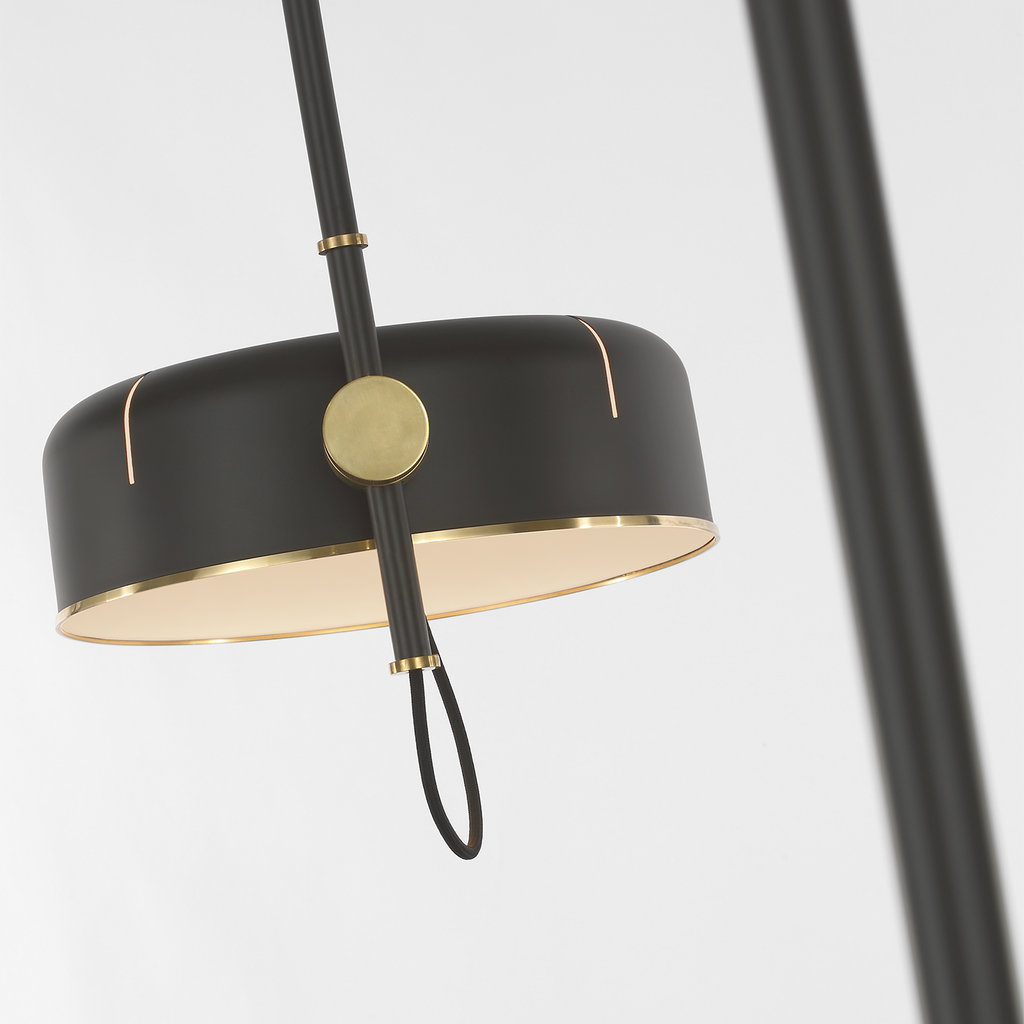 Oso 75" Arc Reading Floor Lamp | Modern Iron and Hand-Rubbed Antique Brass | Modern Iron Shade