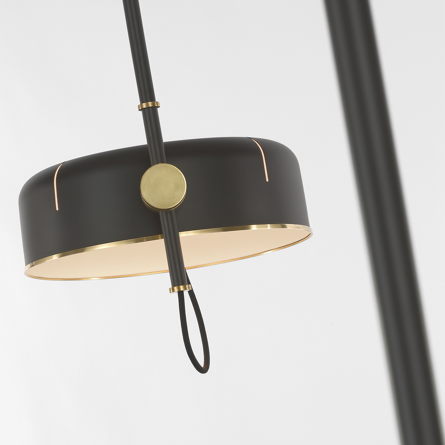 Oso 75" Arc Reading Floor Lamp | Modern Iron and Hand-Rubbed Antique Brass | Modern Iron Shade