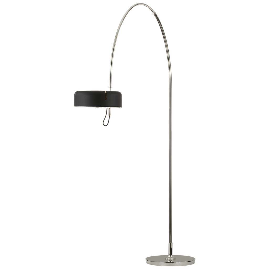 Oso 75" Arc Reading Floor Lamp | Polished Nickel | Matte Black Shade