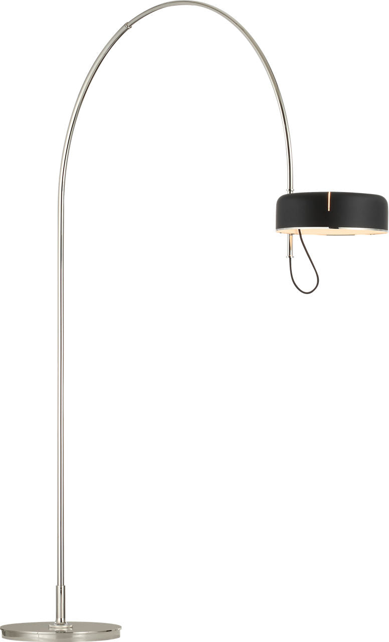 Oso 75" Arc Reading Floor Lamp | Polished Nickel | Matte Black Shade