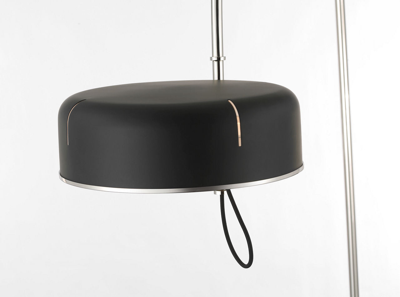 Oso 75" Arc Reading Floor Lamp | Polished Nickel | Matte Black Shade