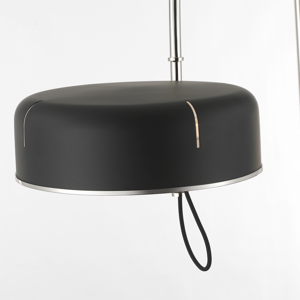 Oso 75" Arc Reading Floor Lamp | Polished Nickel | Matte Black Shade