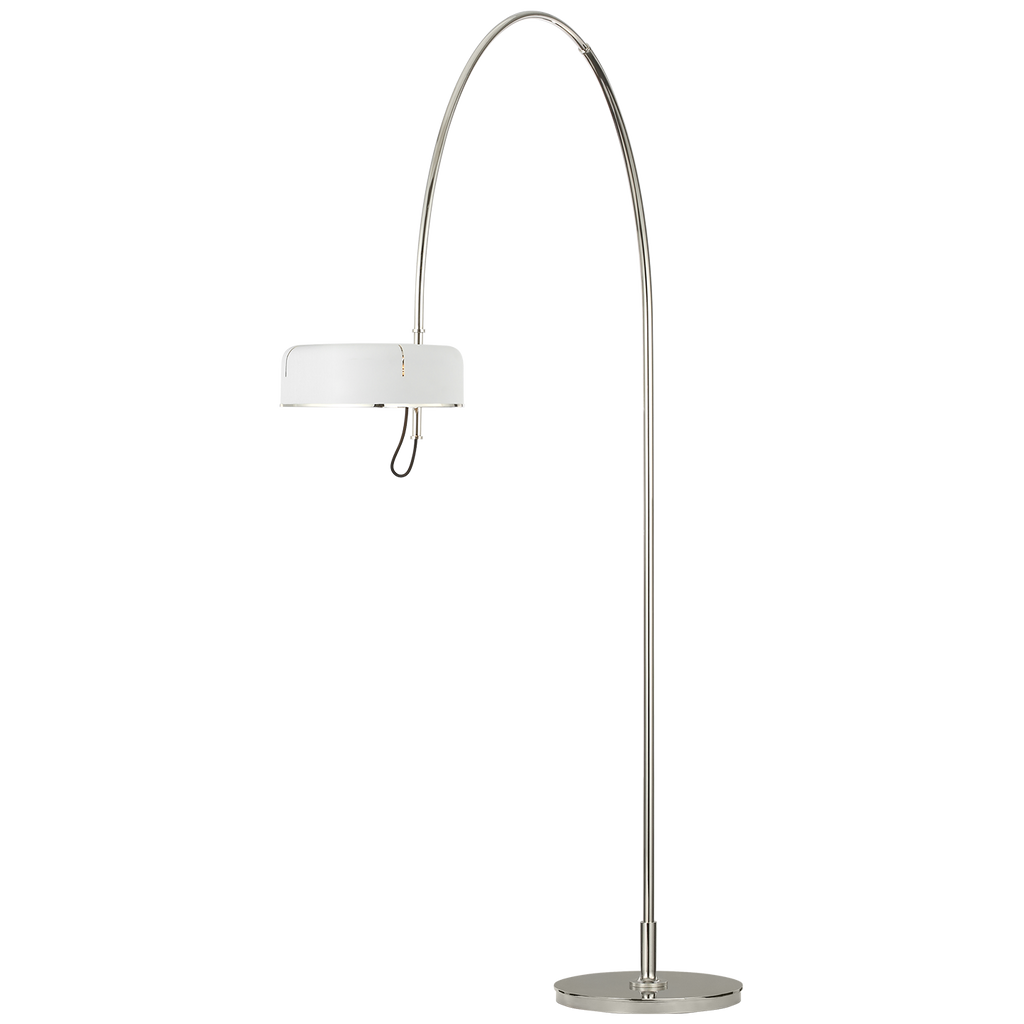 Oso 75" Arc Reading Floor Lamp | Polished Nickel | Matte White Shade