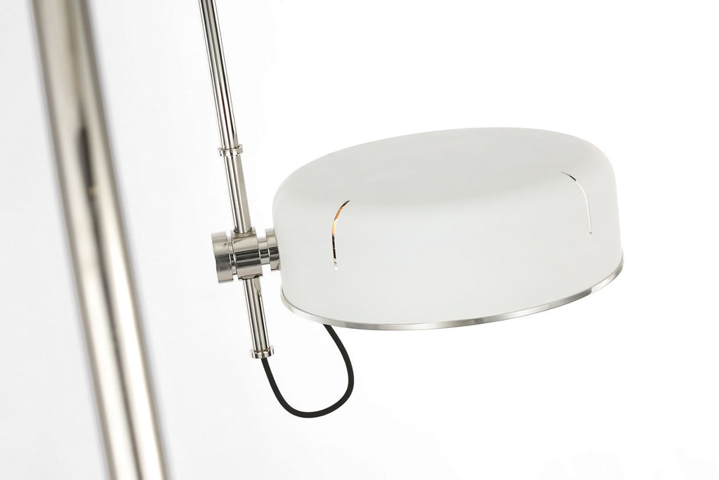 Oso 75" Arc Reading Floor Lamp | Polished Nickel | Matte White Shade