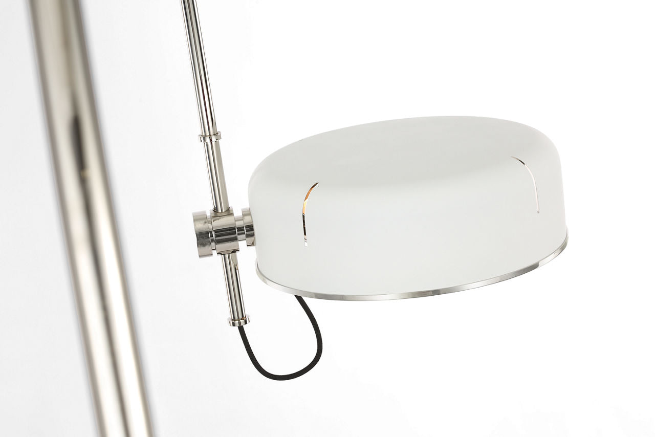 Oso 75" Arc Reading Floor Lamp | Polished Nickel | Matte White Shade