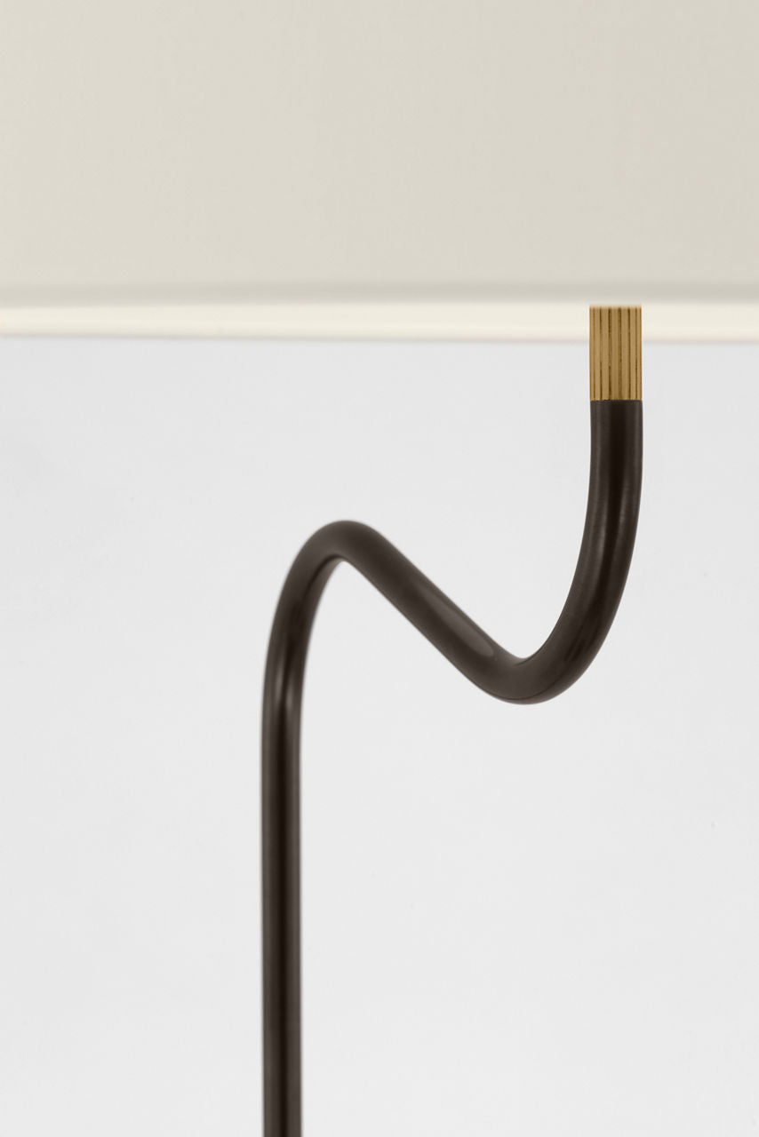 Canto Large Adjustable Floor Lamp | Bronze and Brass | Linen Shade