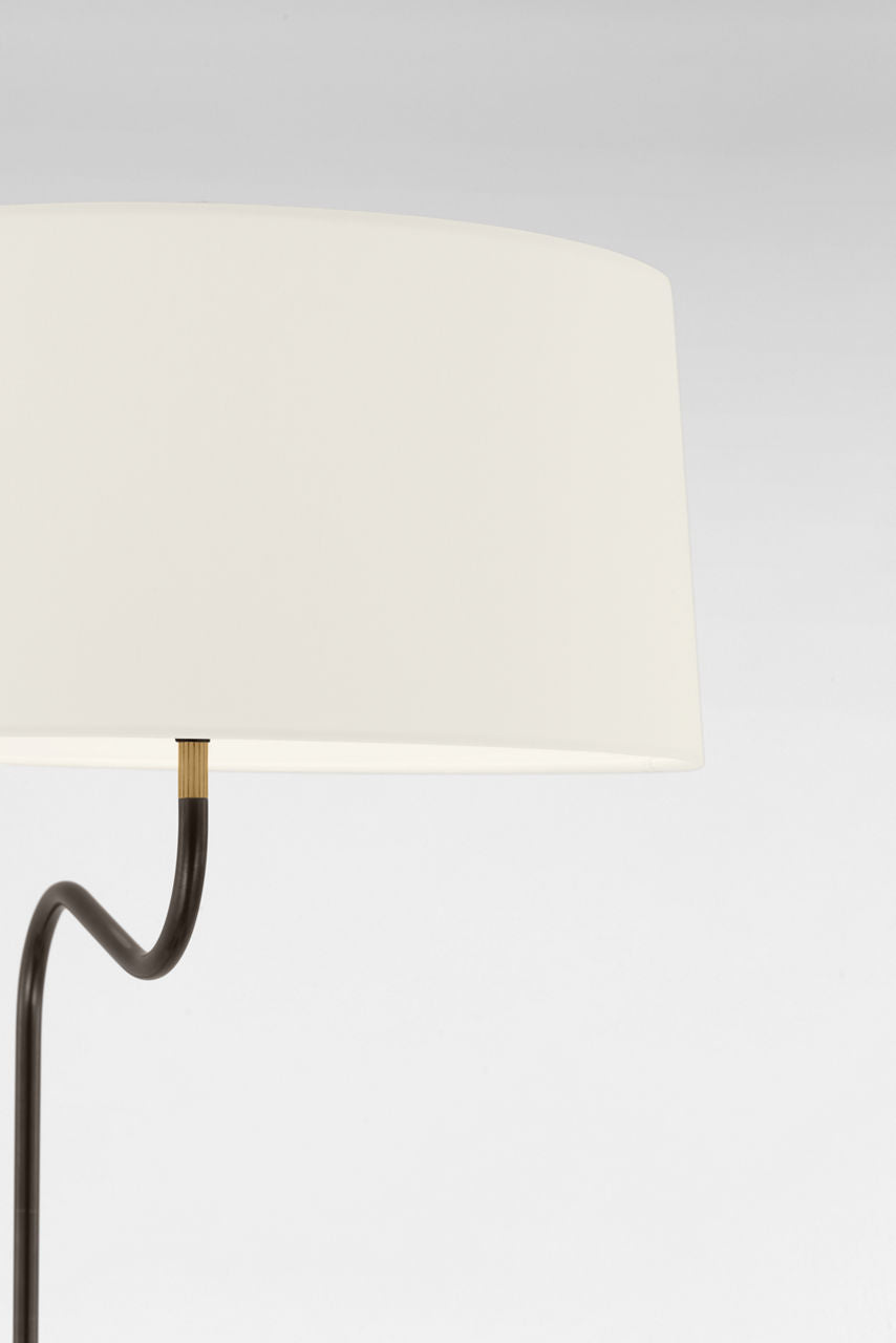 Canto Large Adjustable Floor Lamp | Bronze and Brass | Linen Shade