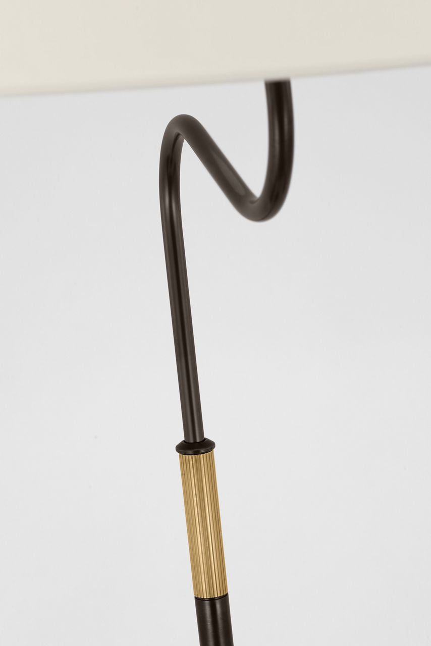 Canto Large Adjustable Floor Lamp | Bronze and Brass | Linen Shade