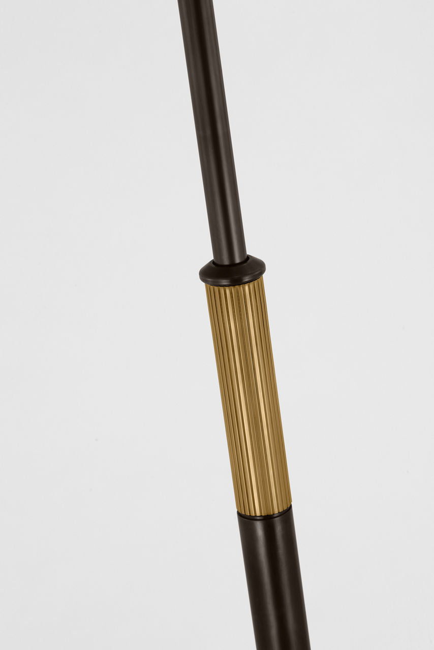 Canto Large Adjustable Floor Lamp | Bronze and Brass | Linen Shade