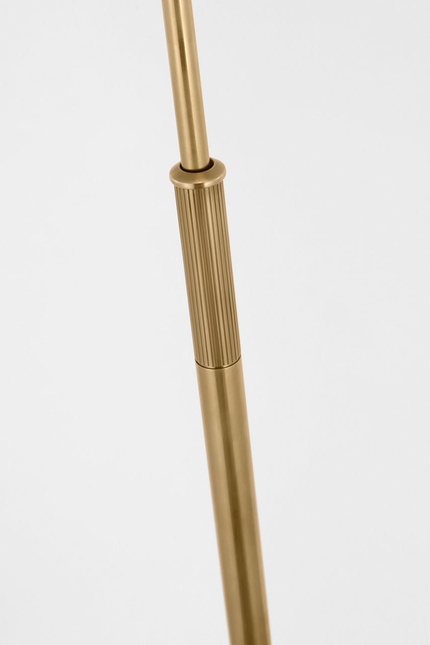 Canto Large Adjustable Floor Lamp | Hand-Rubbed Antique Brass | Linen Shade