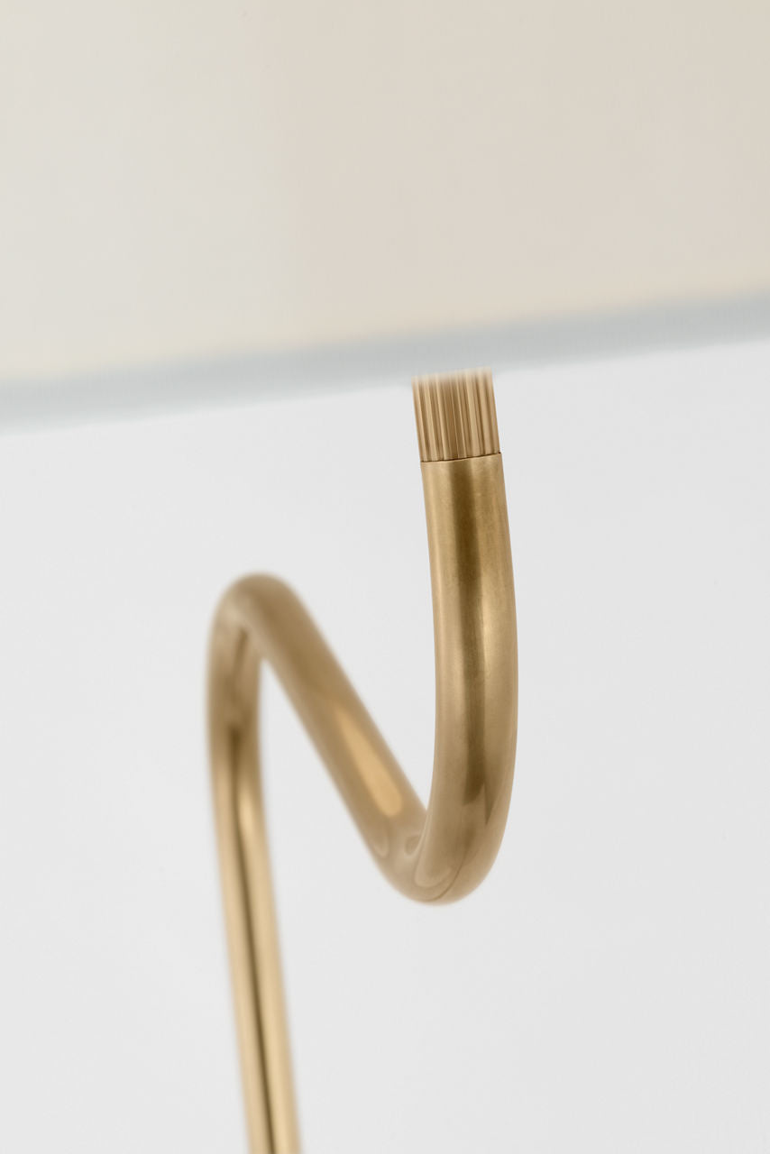 Canto Large Adjustable Floor Lamp | Hand-Rubbed Antique Brass | Linen Shade