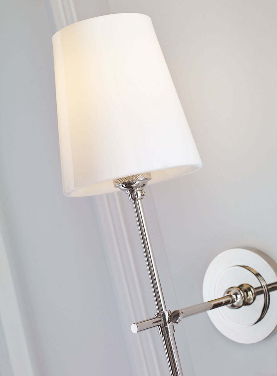 Bryant Sconce | Polished Nickel | White Glass
