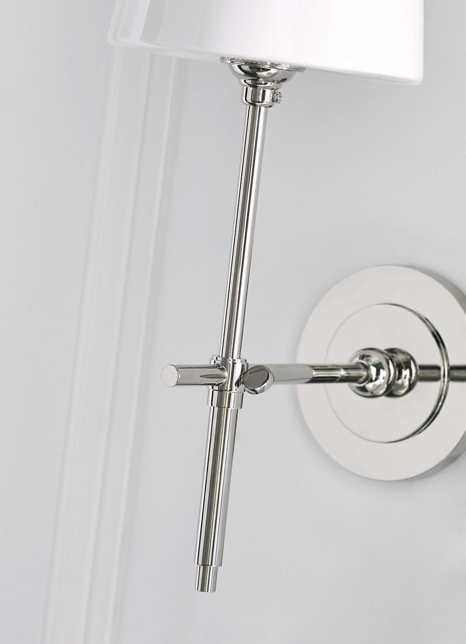 Bryant Sconce | Polished Nickel | White Glass