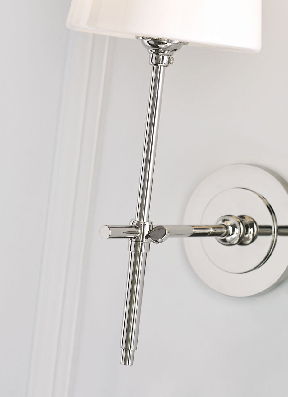 Bryant Sconce | Polished Nickel | White Glass