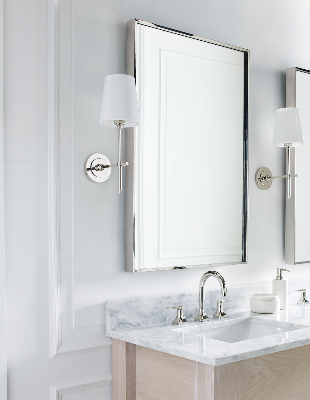 Bryant Sconce | Polished Nickel | White Glass