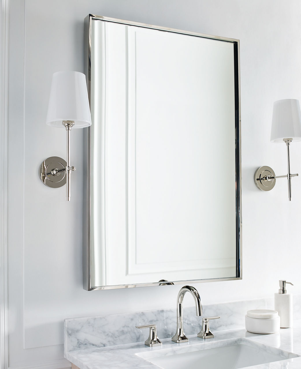 Bryant Sconce | Polished Nickel | White Glass