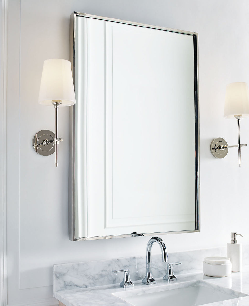 Bryant Sconce | Polished Nickel | White Glass