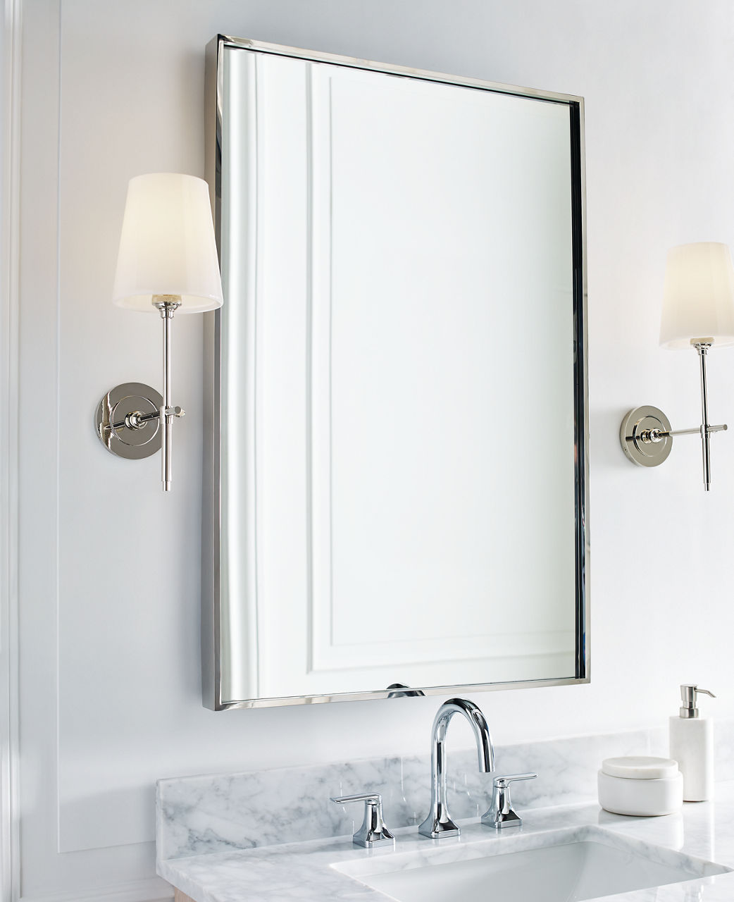 Bryant Sconce | Polished Nickel | White Glass