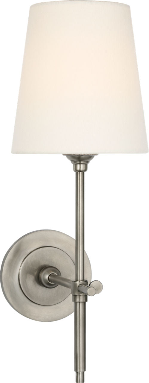 Bryant 15" Cordless Sconce | Antique Nickel | Linen Shade