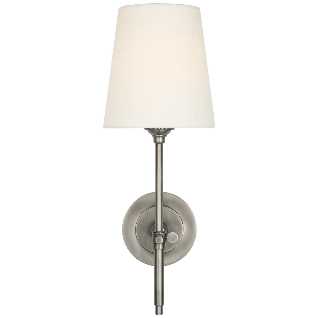 Bryant 15" Cordless Sconce | Antique Nickel | Linen Shade