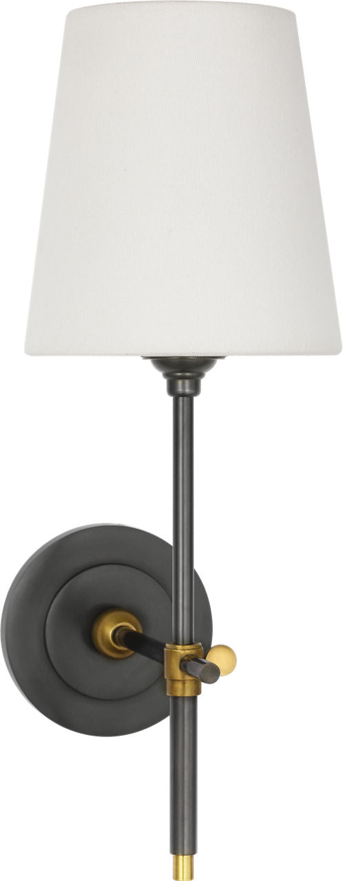 Bryant 15" Cordless Sconce | Bronze and Hand-Rubbed Antique Brass | Linen Shade