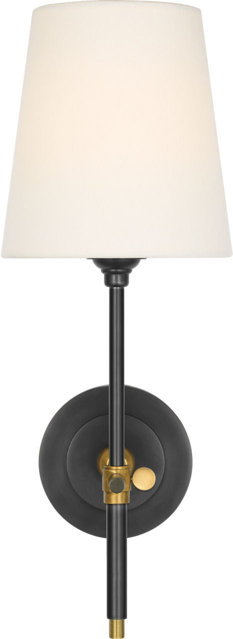 Bryant 15" Cordless Sconce | Bronze and Hand-Rubbed Antique Brass | Linen Shade