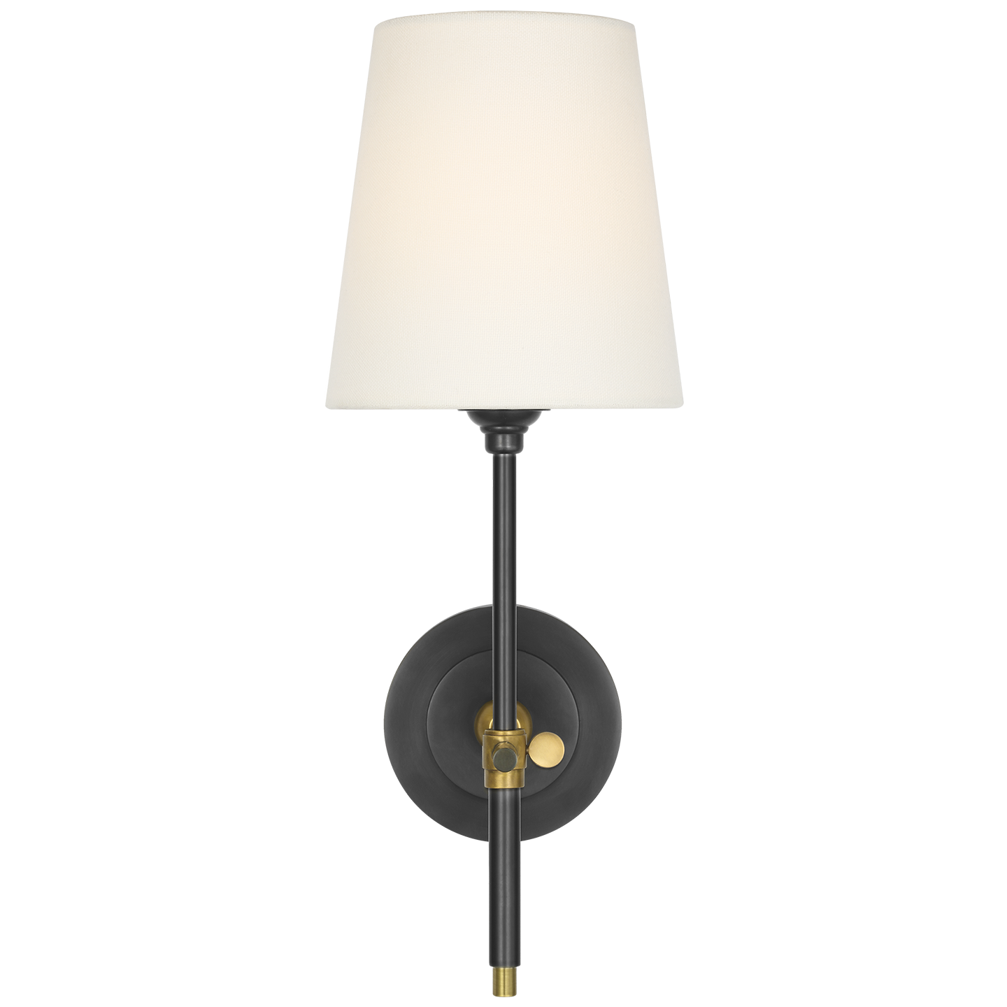 Bryant 15" Cordless Sconce | Bronze and Hand-Rubbed Antique Brass | Linen Shade
