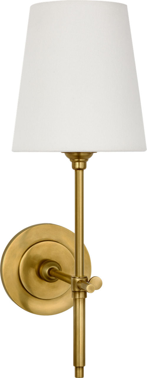 Bryant 15" Cordless Sconce | Hand-Rubbed Antique Brass | Linen Shade