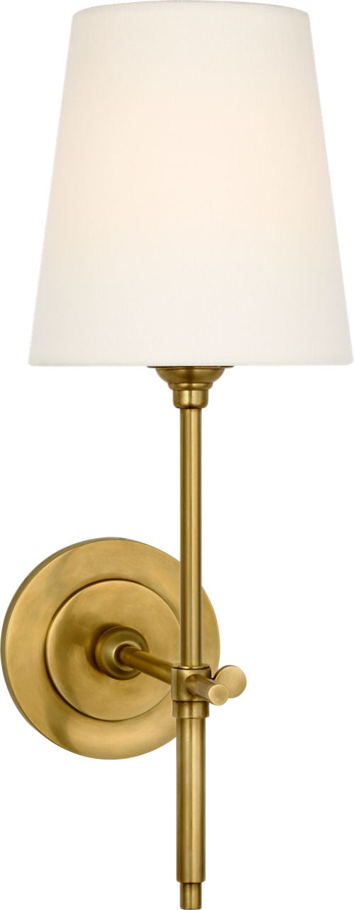 Bryant 15" Cordless Sconce | Hand-Rubbed Antique Brass | Linen Shade