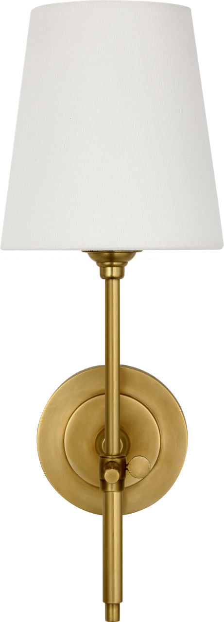 Bryant 15" Cordless Sconce | Hand-Rubbed Antique Brass | Linen Shade