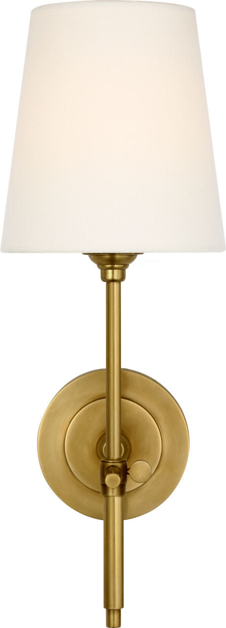 Bryant 15" Cordless Sconce | Hand-Rubbed Antique Brass | Linen Shade