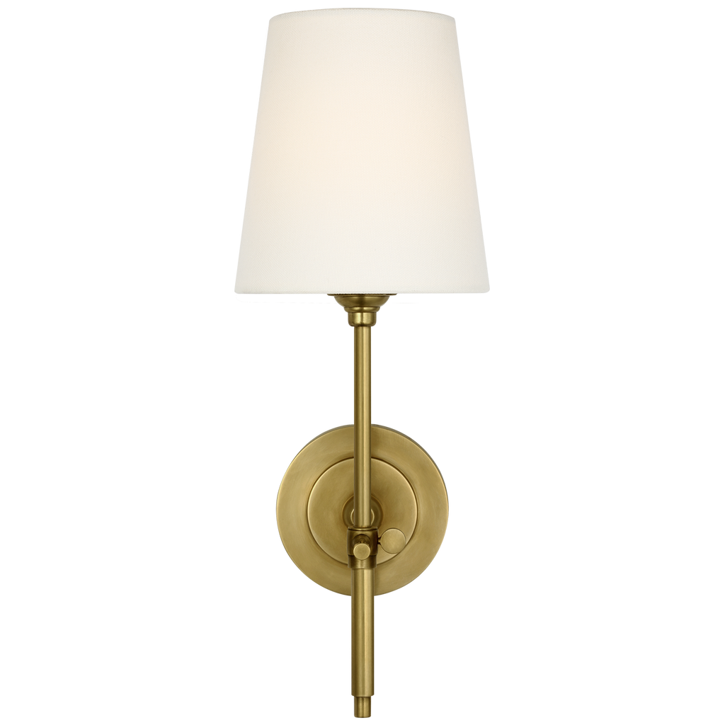 Bryant 15" Cordless Sconce | Hand-Rubbed Antique Brass | Linen Shade