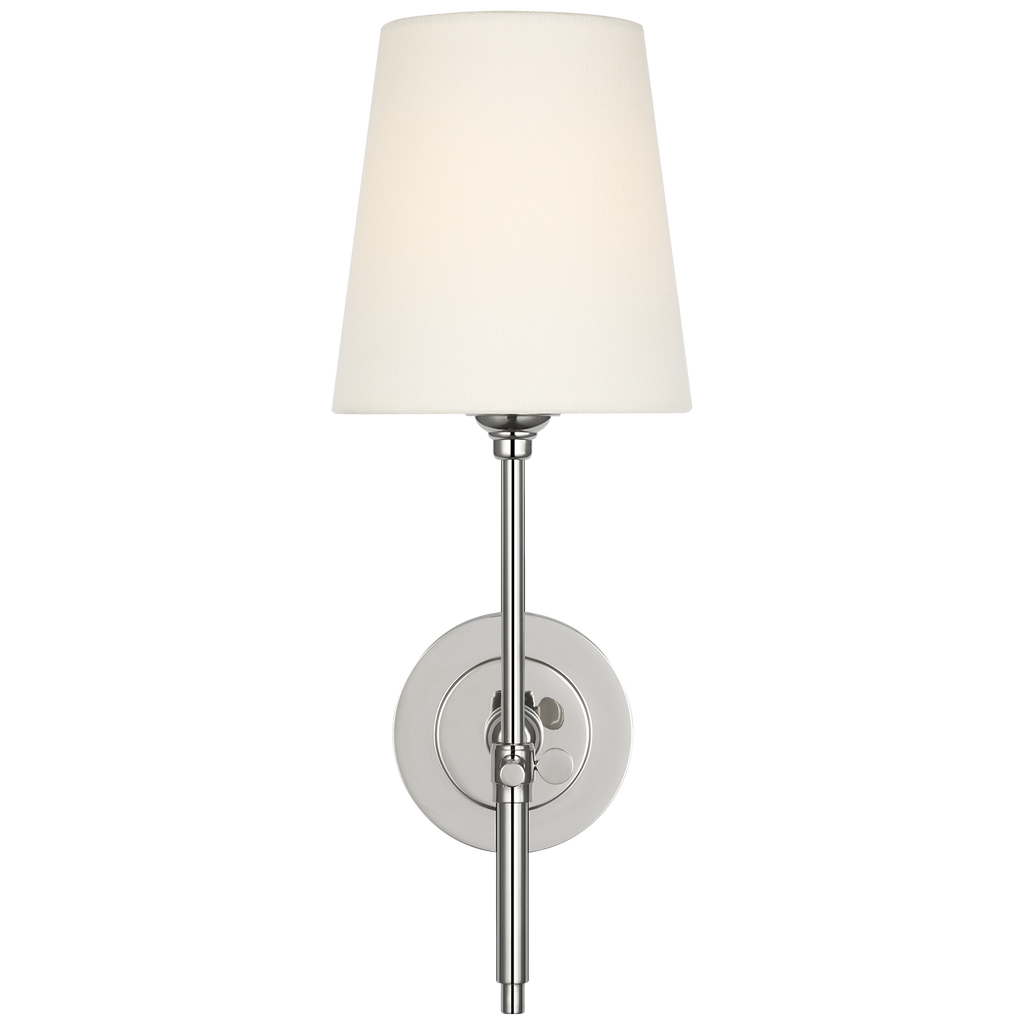 Bryant 15" Cordless Sconce | Polished Nickel | Linen Shade