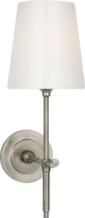 Bryant 15" Cordless Bath Sconce | Antique Nickel | White Glass