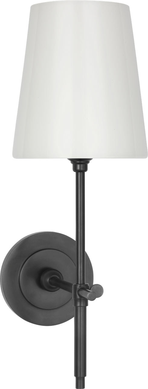 Bryant 15" Cordless Bath Sconce | Bronze | White Glass